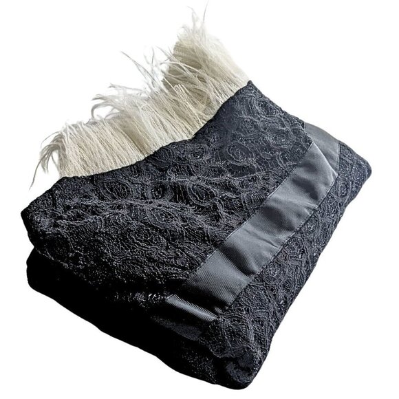 NWT RYU Black & White Feather Fringe Strapless Lace Roaring 20s Mini Dress Sz L - Picture 10 of 10